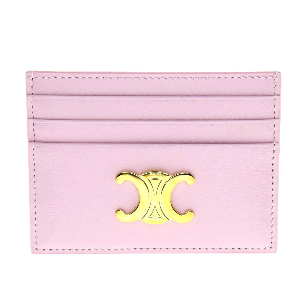 Celine Card Case Wallet Triomphe Calfskin Pink